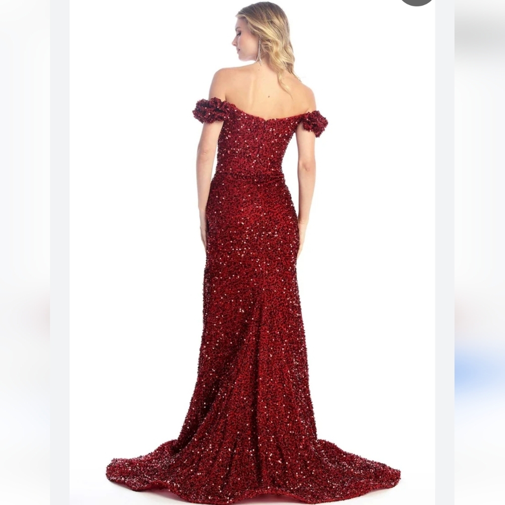 Anny Lee off the shoulder Gown Dress Size Xl‎ Red Sequin - Picture 9 of 9